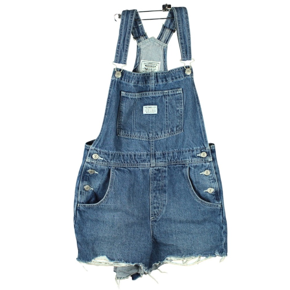 Levi’s Vintage Shortalls Denim Bib Overalls Two Horse Brand Women Size S Blue - Picture 1 of 13